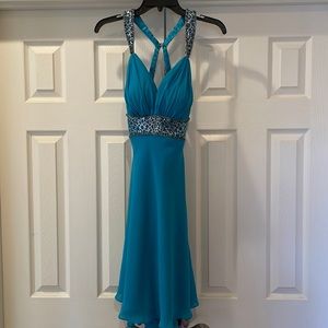 Hannah S. turquoise/teal cocktail dress.